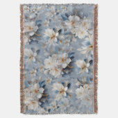 Wit & lichtblauw Zijdeachtig bloemen herhaalt zich Deken (Voorkant Verticaal)