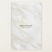 Wit & lichtgouden tinten namaakmarmer planner (Voorkant)