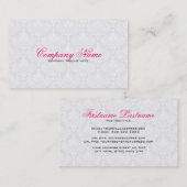 Wit & Lichtgrijs  Bloemen Damasks Patroon Visitekaartje (Voorkant / Achterkant)