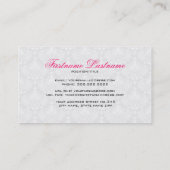 Wit & Lichtgrijs  Bloemen Damasks Patroon Visitekaartje (Achterkant)