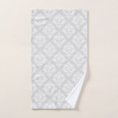 Wit & Lichtgrijs Bloemendamaskpatroon Bad Handdoek (Handdoek)