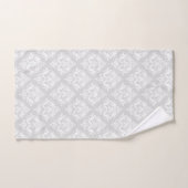 Wit & Lichtgrijs Bloemendamaskpatroon Bad Handdoek (Handdoek)