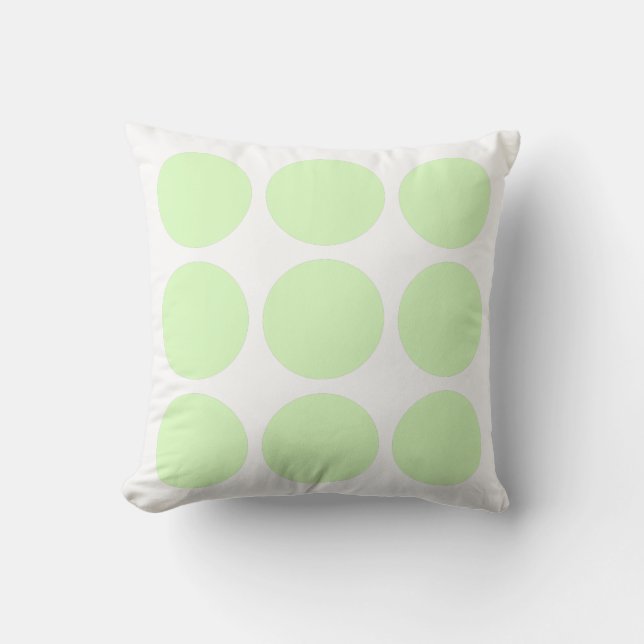 Wit & Lichtgroen Pastel Abstract Cirkelontwerp Kussen (Voorkant)