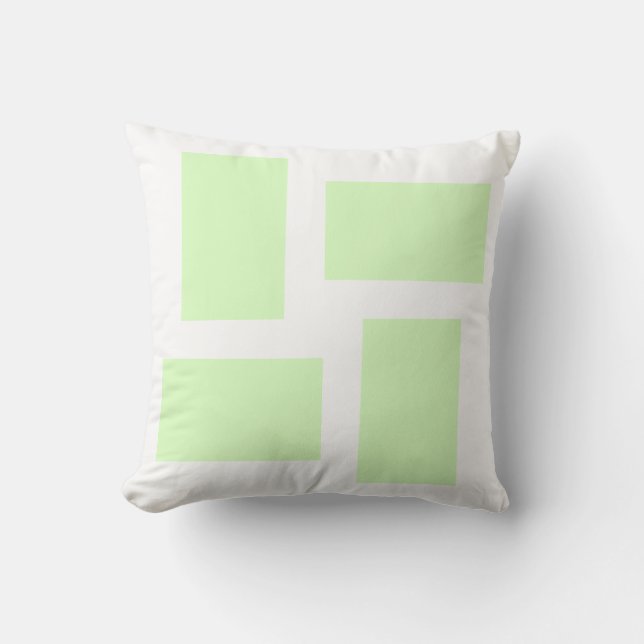 Wit & Lichtgroen Pastel Abstract Design Kussen (Voorkant)