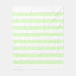 Wit & Lichtgroen Pastel Lijnpatroon Fleece Deken