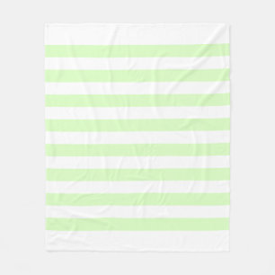 Wit & Lichtgroen Pastel Lijnpatroon Fleece Deken