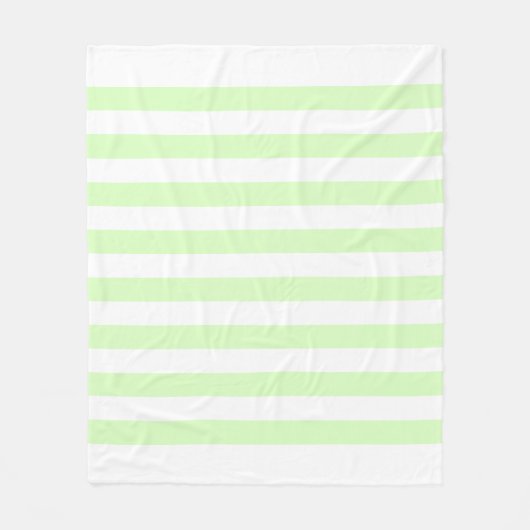 Wit & Lichtgroen Pastel Lijnpatroon Fleece Deken (Voorkant)