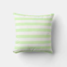 Wit & Lichtgroen Pastel Lijnpatroon Kussen