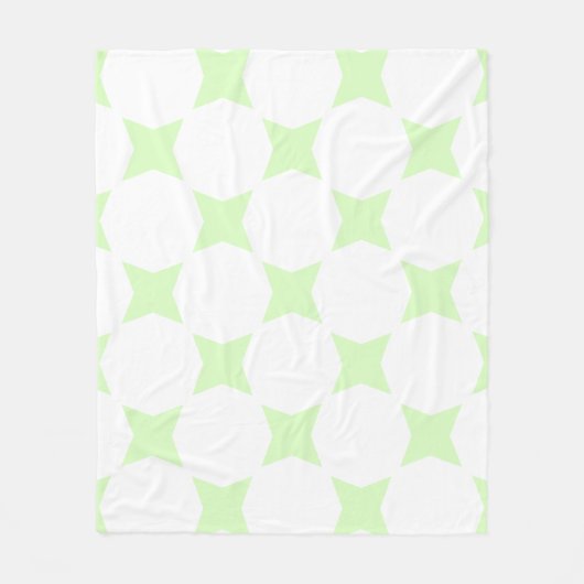 Wit & Lichtgroen Pastel Ster Patroon Design Fleece Deken (Voorkant)