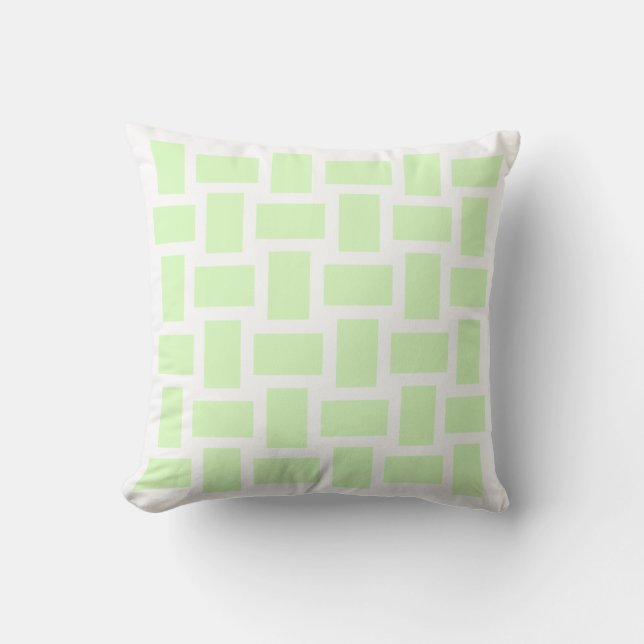 Wit & Lichtgroen Pastel Weefsel Design Kussen (Voorkant)