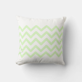 Wit & Lichtgroen Pastel Zigzag Patroon Design Kussen