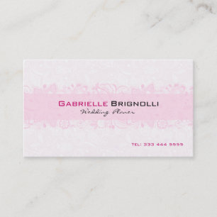 Wit & Lichtroze Bloemenkant Visitekaartje