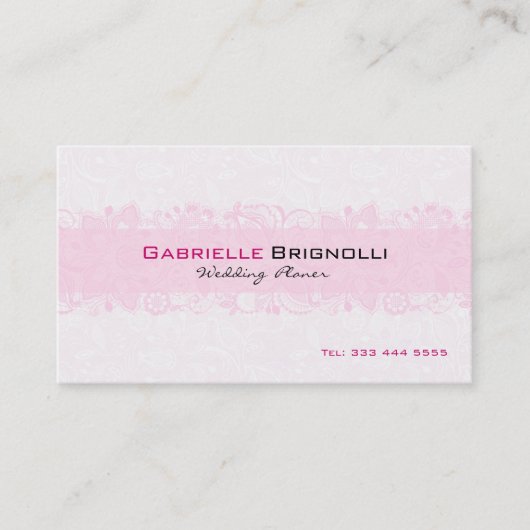Wit & Lichtroze  Bloemenkant Visitekaartje (Voorkant)