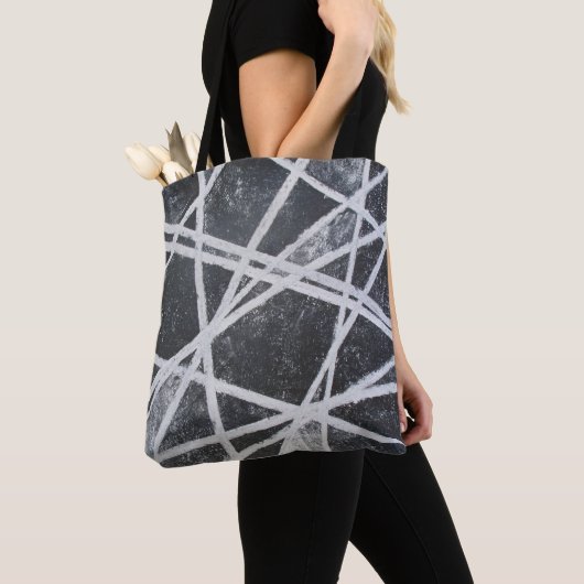 Wit Lijnen zwart en wit abstract Tote Bag (Dichtbij)