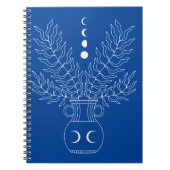 Wit-lijnkunstvaas-maanfzet plant vertrekt notitieboek (Voorkant)