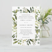 WIT-LIJST GROENE FOLIAGE WATERVERF WEDING KAART (Staand voorkant)