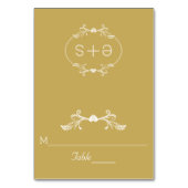 Wit lijst, initialen bruiloft gouden escort kaart (Voorkant)