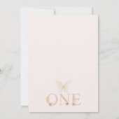 Wit Lijst Meisjes Roze Boho Bloemen 1e Verjaardag Kaart (Achterkant)