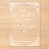 Wit Lijst  Nuestra Boda Spaans Huwelijk Acryl Uitnodigingen (Voorkant)