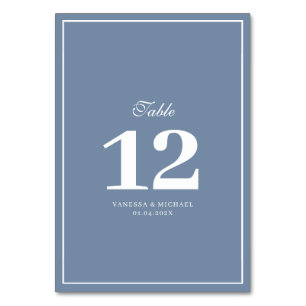 Wit lijst Stoffig Blauw Bruiloft Tafelnummer