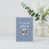 wit lijst stoffig blauw QR code bruiloft website Informatiekaartje (Staand voorkant)
