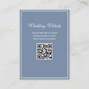 wit lijst stoffig blauw QR code bruiloft website Informatiekaartje