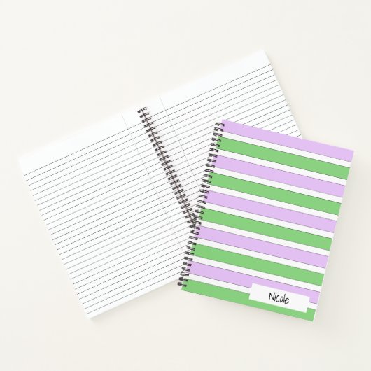 Wit, Lila en Groen Stripes Notitieboek (Binnen)