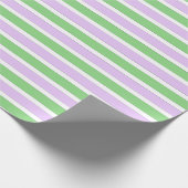 Wit, Lila en Groene Strepen Verpakkingsdocument Cadeaupapier (Hoek)
