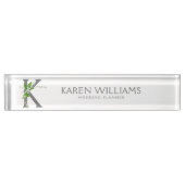 Wit Lilly Boeket Floral Monogram Naambordje (Voorkant)