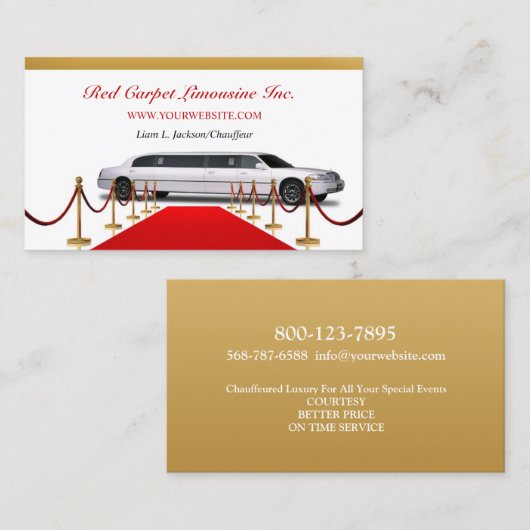 Wit Limousine Visitekaartje (Voorkant / Achterkant)