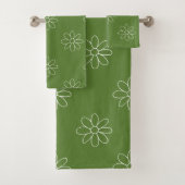 Wit Lineair Bloemenpatroon Bad Handdoek (Insitu)