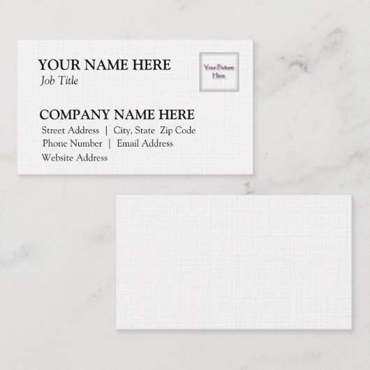 Wit Linnen Visitekaartje (Voorkant / Achterkant)