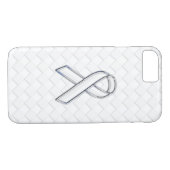 Wit Lint Bewustzijn op Witte Checkers Case-Mate iPhone Case (Achterkant (Horizontaal))