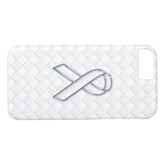 Wit Lint Bewustzijn op Witte Checkers Case-Mate iPhone Case (Achterkant (Horizontaal))