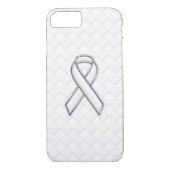 Wit Lint Bewustzijn op Witte Checkers Case-Mate iPhone Case (Achterkant)