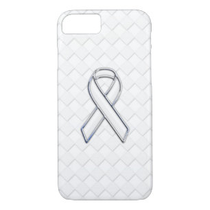 Wit Lint Bewustzijn op Witte Checkers Case-Mate iPhone Case