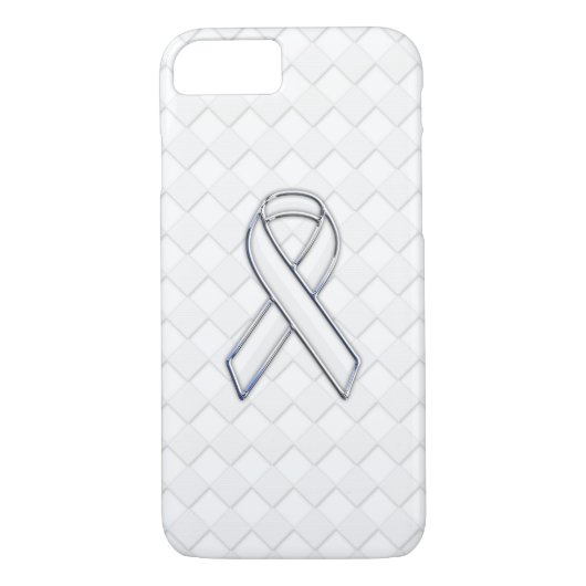 Wit Lint Bewustzijn op Witte Checkers Case-Mate iPhone Case (Achterkant)