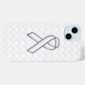 Wit Lint Bewustzijn op Witte Checkers Case-Mate iPhone Case (Achterkant (horizontaal))