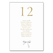Wit Lint Bruiloft Tafel Aantal & Zitplaatsen Kaart (Voorkant)
