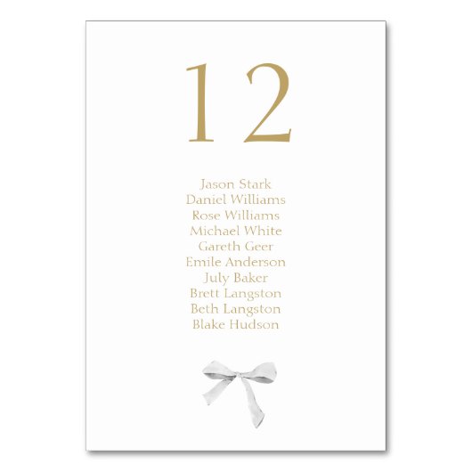 Wit Lint Bruiloft Tafel Aantal & Zitplaatsen Kaart (Voorkant)