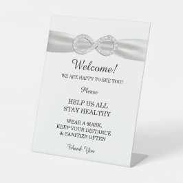 Wit Lint Diamant Infinity Bruiloft Veiligheid Reclamebord Met Voetstuk