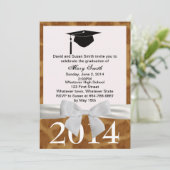 Wit lint en Giraffe Afstuderen Uitnodiging (Staand voorkant)