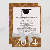 Wit lint en Giraffe Afstuderen Uitnodiging (Voorkant / Achterkant)