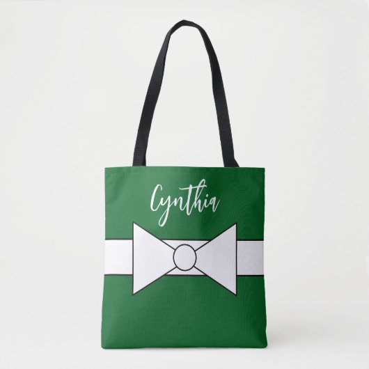 Wit lint met groen: Kerstmis Tote Bag (Voorkant)