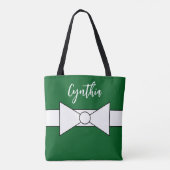 Wit lint met groen: Kerstmis Tote Bag (Achterkant)