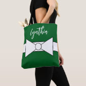 Wit lint met groen: Kerstmis Tote Bag (Dichtbij)