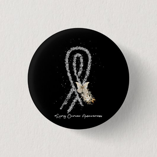 wit lint ondersteuning Lung Cancer Awareness Ronde Button 3,2 Cm (Voorkant)