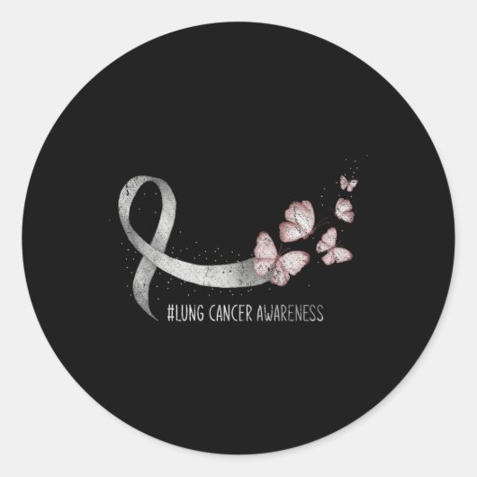 wit lint ondersteuning Lung Cancer Awareness Ronde Sticker (Voorkant)