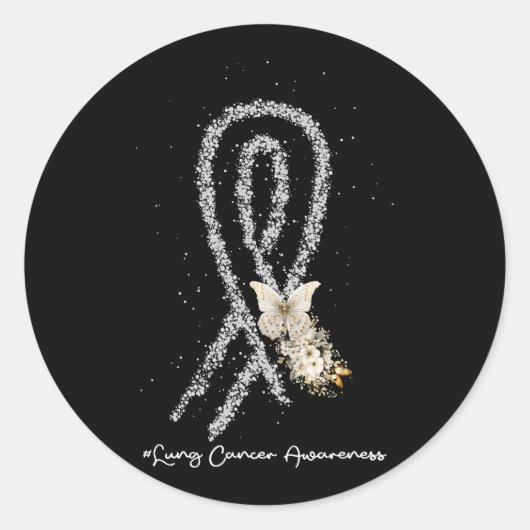  wit lint ondersteuning Lung Cancer Awareness Ronde Sticker (Voorkant)