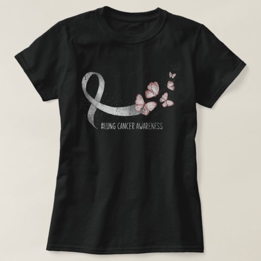  wit lint ondersteuning Lung Cancer Awareness T-shirt (Design voorkant)